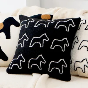 Housse de coussin décorative à motif chevaux pour intérieur cosy