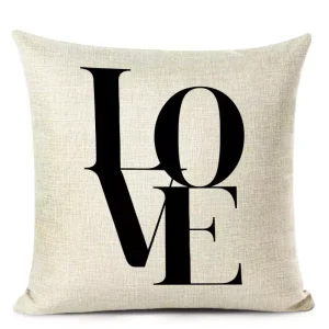 Housse de coussin love sweet home noir et blanc