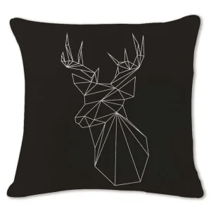 Housse de coussin scandinave avec motifs cerfs colorés et stylisés