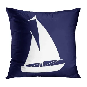 Housse de coussin marin rose des vents ambiance nautique bleu et blanc