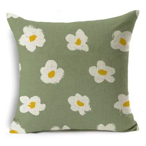 Housse de coussin marguerite nature géométrique