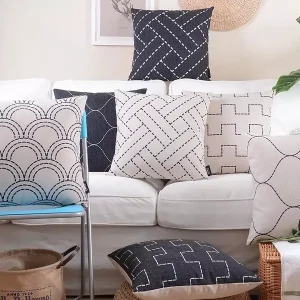Housse de coussin collection scandinave noir et blanc