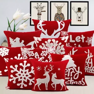 housse de coussin brodé de noël