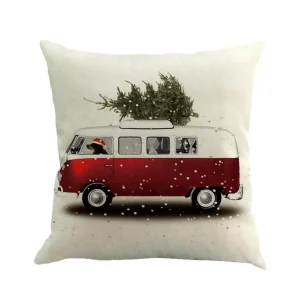 Housses de coussin collection Noel cold bus
