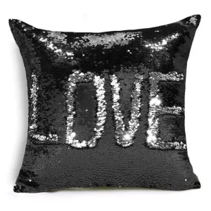 Housse de Coussin Love Paillettes