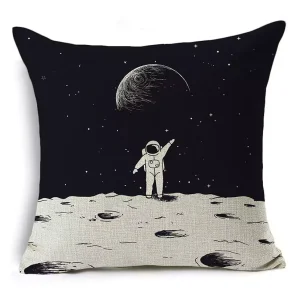 housse de coussin noir et blanc salut de la lune