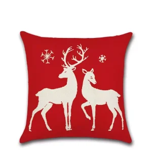 Housse de coussin noël et cerfs joyeux