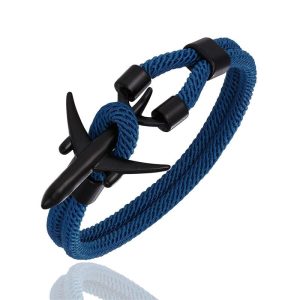 Bracelet Avion Noir & Corde Bleue