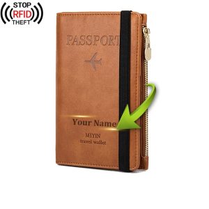 Grand Portefeuille de Voyage Personnalisé Passeport Vintage (Anti-RFID)