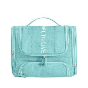 Grande Trousse de Toilette à Suspendre To Travel To Live (Turquoise)