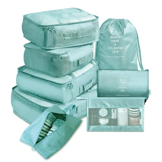 Organisateurs de Valise Colorful Life (Set de 8, Turquoise)