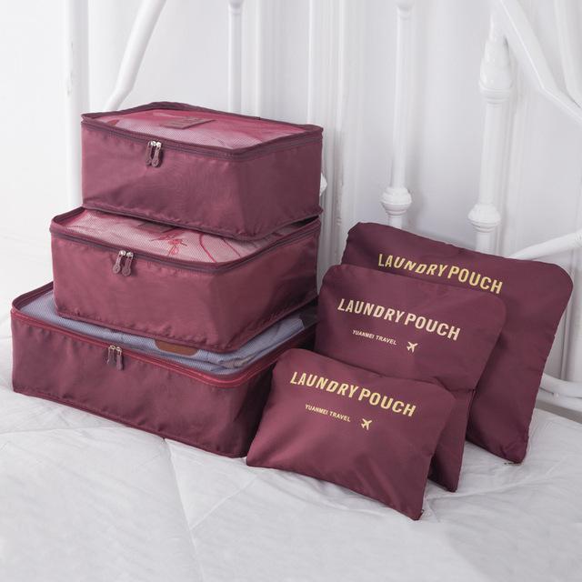 Organisateurs de Valise Laundry Pouch (Set de 6, Bordeaux) – Image 2