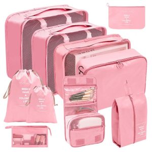Organisateurs de Valise Set de 10 Pochettes (Rose)