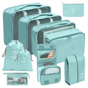 Organisateurs de Valise Set de 10 Pochettes (Turquoise)