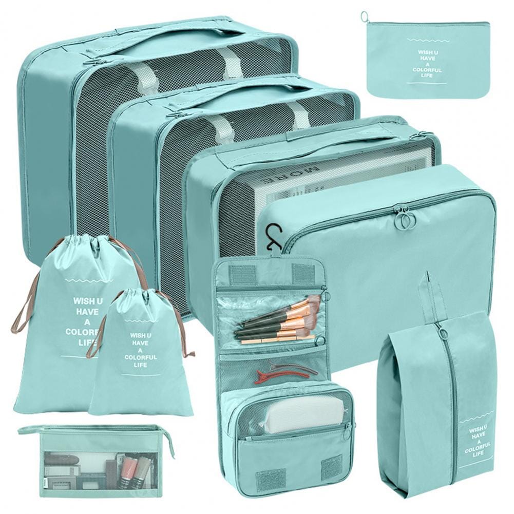 Organisateurs de Valise Set de 10 Pochettes (Turquoise)