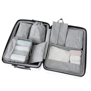 Organisateurs de Valise To Travel To Live (Set de 7, Gris)