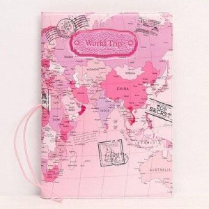 Protège-Passeport Pink World Trip Map