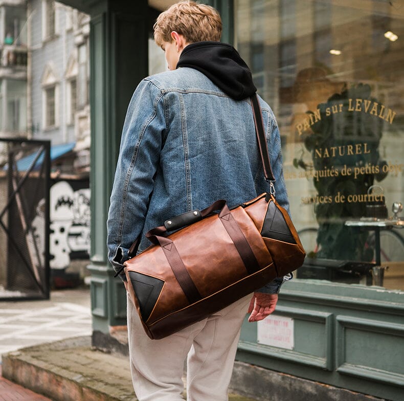Sac Week-End Vintage Duffle Bag Marron – Image 3