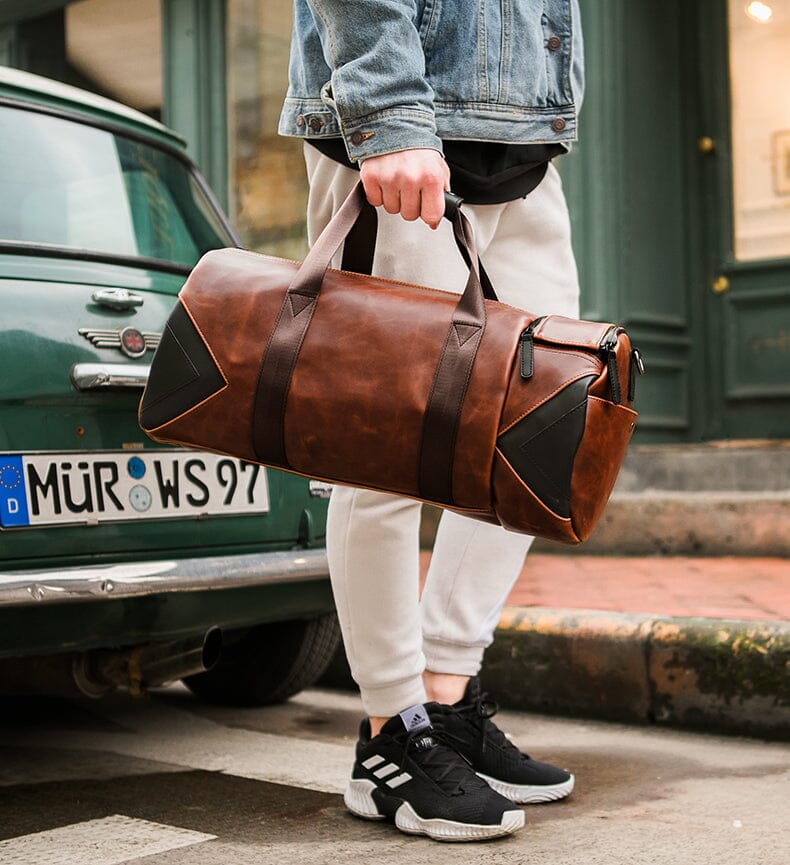 Sac Week-End Vintage Duffle Bag Marron – Image 4