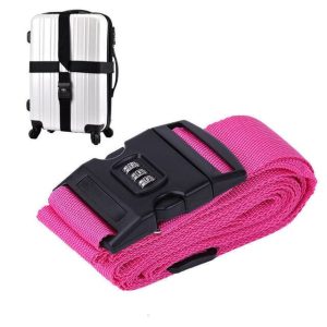 Sangle pour Valise avec Code 3 Chiffres Rose (En Croix)
