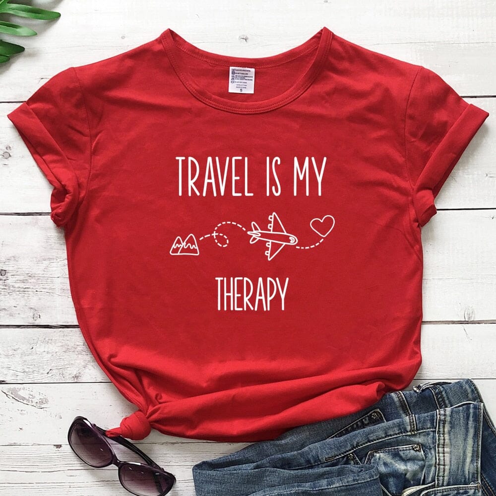 T-Shirt Voyage Avion Femme Travel Is My Therapy – Image 7