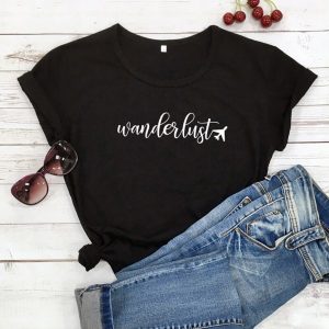 T-Shirt Voyage Avion Femme Wanderlust