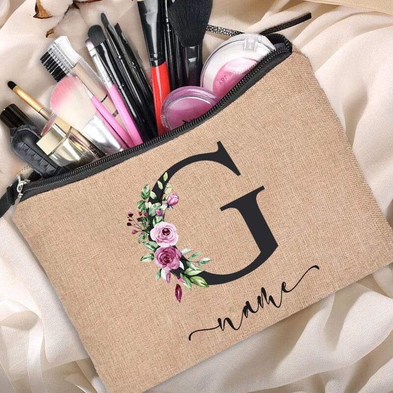 Trousse de Maquillage Personnalisée Prénom et Initiale Fleurie – Image 8