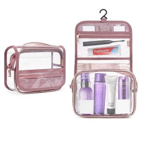 Trousse de Toilette à Suspendre Transparente Rose